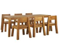 Garden Dining Set 6 Seater LIVORNO Brown Acacia Wood