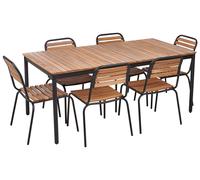 Garden Dining Set 6 Seater VALLESE Acacia Wood Brown