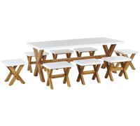 Beliani Garden Dining Set With Stools 8 Seater Olbia Concrete White