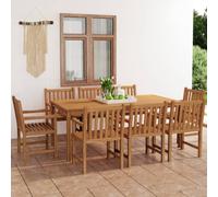 Dining Set 8-Seater Solid Teak Hardwood 200x100x77cm Warm Teak Outdoor Indoor UK