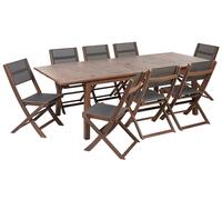 Garden Dining Set 8 Seater CESANA Acacia Wood Dark Brown