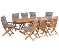 Garden Dining Set 8 Seater MAUI with Cushions Acacia Wood Grey