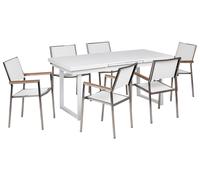 Beliani Garden Dining Set 6 Seater Valcanetto/grosseto Metal White