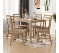Dining set Brown Solid Acacia Wood 110x70x75cm 6 Chairs 7-Piece Modern Seat45cm