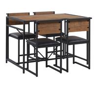Beliani Dining Set Burton Brown/ Black 4 Seater, Brown