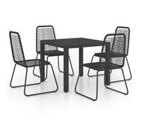 vidaXL Garden Dining Set 5 Piece PVC Rattan Black Patio Outdoor Furniture Set