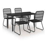 vidaXL Outdoor Dining Set 5 Piece Poly Rattan and Glass Garden Furniture Set