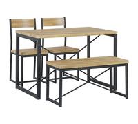 Dining Set FLIXTON Light Brown 4 Seater