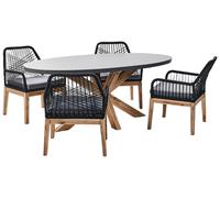 Garden Dining Set 4 Seater ORISTANO with Cushions Concrete Black