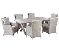 Garden Dining Set 6 Seater CASCAIS Beige PE Rattan with Cushions