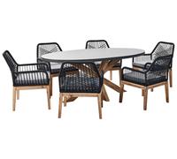 Garden Dining Set 6 Seater ORISTANO with Cushions Concrete Black