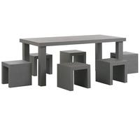 Beliani Garden Dining Set With Stools 6 Seater Taranto Grey Concrete