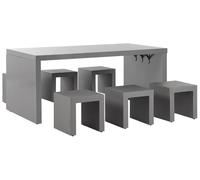 Beliani Garden Dining Set With Stools 6 Seater Taranto Concrete Grey