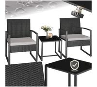 Dining Set Garden Table Chairs Steel Frame Water Repellent Cushions Glass Top