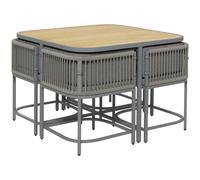 Dining Set Grey PE Rattan Galvanised Steel 100x100x72.5cm Space-Saving &Cushion