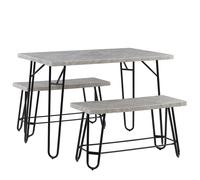 Beliani Dining Set KEMPTON Light Grey 4 Seater, Grey