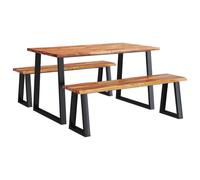 Dining Set Kitchen Chair Set 3 Piece with Live Edge Solid Wood Acacia vidaXL