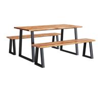 Dining Set Kitchen Chair Set 3 Piece with Live Edge Solid Wood Acacia vidaXL