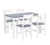 Dining Set MOANA Pine Wood White 4 Seater