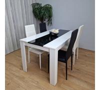Dining Set Of 4 Kitchen Dining Table And 4 Chairs White Black Dining Table With 2 Black 2 White Leather Chairs Kosy Koala