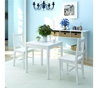 Dining set Pinewood 70x70x73.8cm White 3-Pc Table + 2 Chairs Modern Scandi Chic
