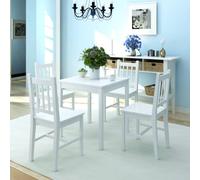 Dining Set Pinewood White 70x70x73.8cm Table + 2 Chairs Compact 110kg SolidBuild