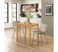 Dining Set, Small Solid Wood Kitchen Table & 2 Taupe Faux Leather Dining Chairs