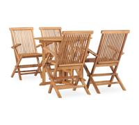 Dining Set Solid Teak 90x90x75cm Folding Outdoor Brown Wood Weatherproof 5-piece
