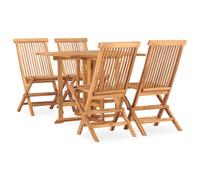 Dining Set Teak Hardwood 90x90x75cm Folding Outdoor 5pc Natural FineSanded Solid
