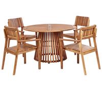 Garden Dining Set 4 Seater AGELLO Acacia Wood Brown