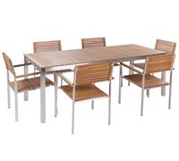Beliani Garden Dining Set 6 Seater Viareggio Certified Teak Wood Brown