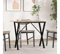 Dining Table 100x50x75cm Solid Pine Top Natural Wood Rustic X-Frame Black Steel