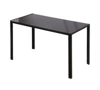 Dining Table 120x60 cm Black Tempered Glass Steel Frame 4 Seater Modern Compact