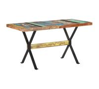 Dining Table 140x70cm Solid Reclaimed Wood Natural Top Black Steel Legs Handmade