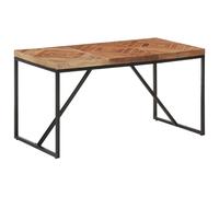 Dining Table 140x70x76 cm Solid Acacia Mango Wood Top Black Steel Legs Chevron
