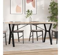 Dining table 140x80cm Natural Pine Top Powder Coated Steel Y-Frame Rustic 75.5H