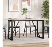 Dining Table 140x80cm Solid Pine Wood Top Rustic Natural with Black Steel Frame