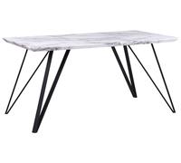 Dining Table 150 x 80 cm Marble Effect White with Black MOLDEN