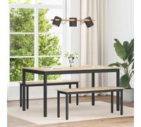Dining Table 150x90cm Sonoma Oak Engineered Wood Top Black Metal Frame Seats6ppl
