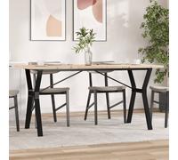Dining table 160x80x75.5 cm Solid Pine Wood Top Raw, Powder-Coated Steel Y-Frame