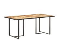 Dining Table 180x90cm Rough Mango Wood Top Black Powder-Coated Iron Legs
