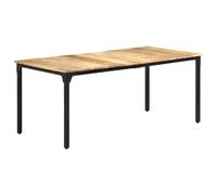 Dining Table 180x90x76cm Rough Mango Wood Top Natural Finish Iron Legs Seats 6.