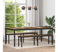 Dining Table 200x100x75cm Old Wood Engineered Wood Top Black Metal Frame Modern