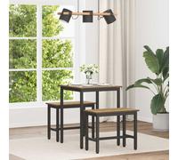 Dining Table 60x60x75cm Artisan Oak Engineered Wood Top Black Metal Frame Sturdy