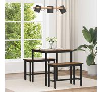 Dining table 70x70x75cm Smoked Oak Engineered Wood Top Black Metal Frame Sturdy