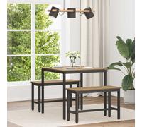Dining Table 80x80x75cm Artisan Oak Engineered Wood Top Black Metal Frame legs