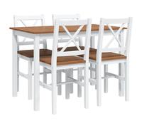 vidaXL 5 Piece Dining Set Brown and White Home Kitchen Furniture Table Chairs