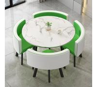 Dining Table And Chairs Set 4, Round Table Soft Backrest Seat Modern Style Furniture, Modern Kitchen Table With Faux Leather Seat, Table And 4 Chairs Set, For Office Dressing Lounge Bedroom