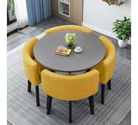 Dining Table and Chairs Set - 5-Piece Modern Space Saving Kitchen Dining Room Set for 4, Round/Square Design for Small Spaces and Apartments