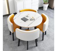 Dining Table and Chairs Set - 5-Piece Modern Space Saving Kitchen Dining Room Set for 4, Round/Square Design for Small Spaces and Apartments